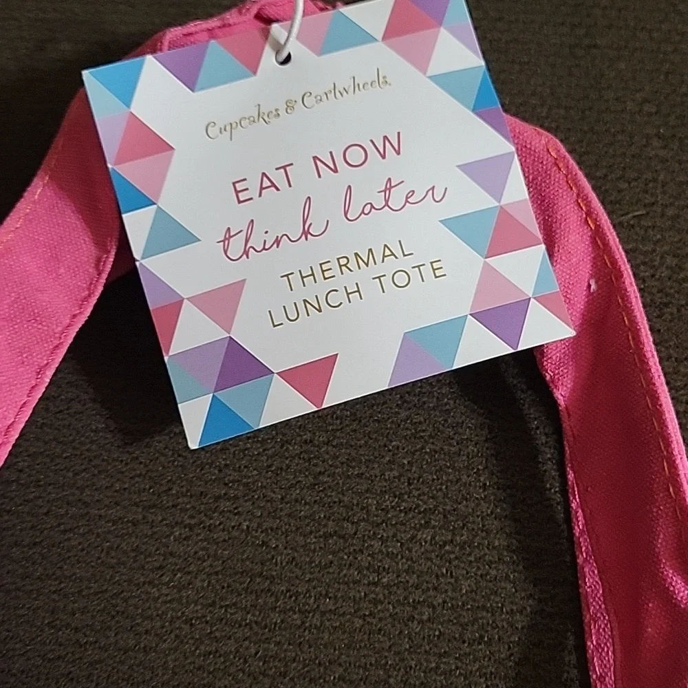 Cupcakes and Cartwheels Good Vibes Only Pink & White  Thermal Lunch Tote - Picture 7 of 14